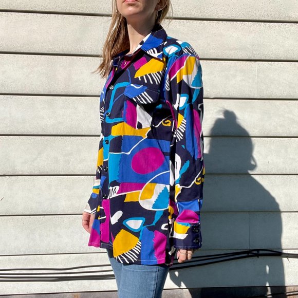 VINTAGE Abstract Print Button Down Shirt | By Martini - Picture 4 of 8
